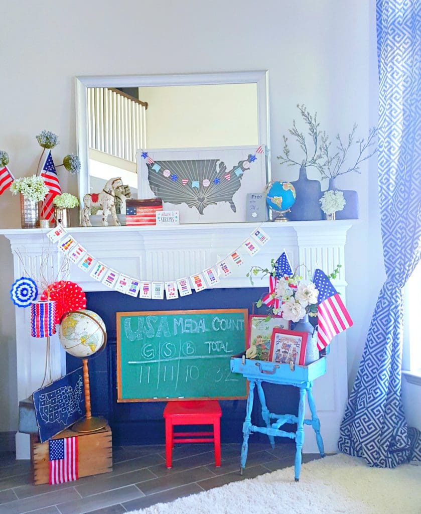 Team USA Olympic Themed Mantle Display