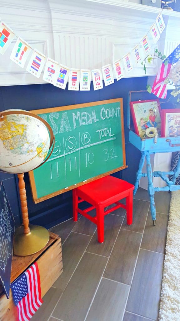 Vintage Schoolhouse Chalkboard and Vintage Globe