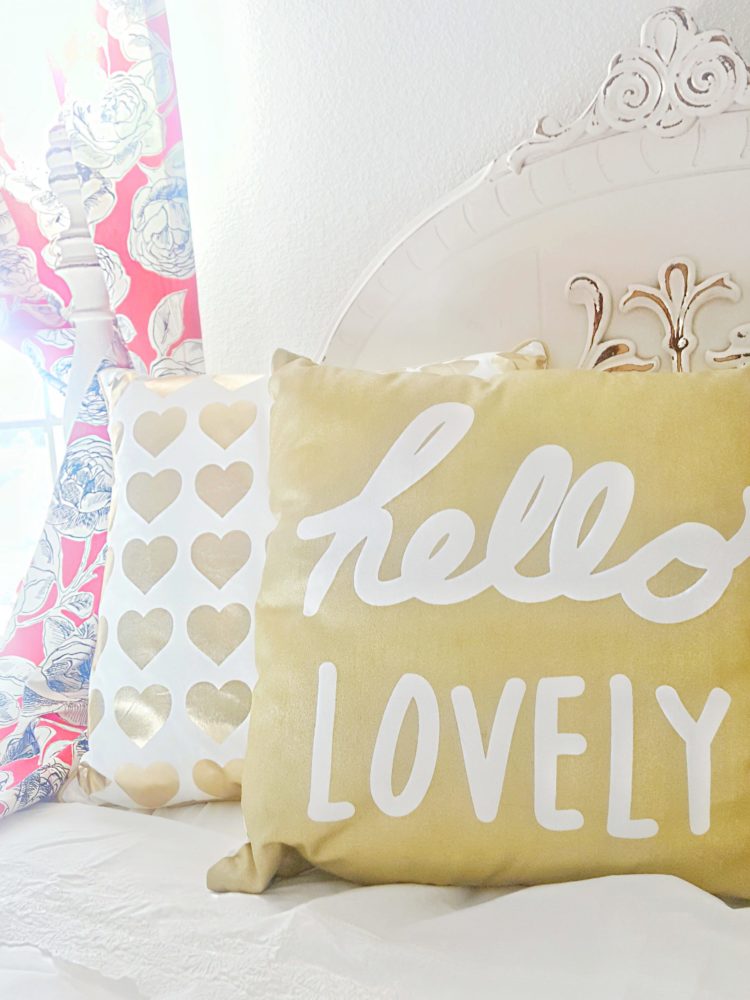 hello lovely gold pillow gold hearts pillow guest bedroom