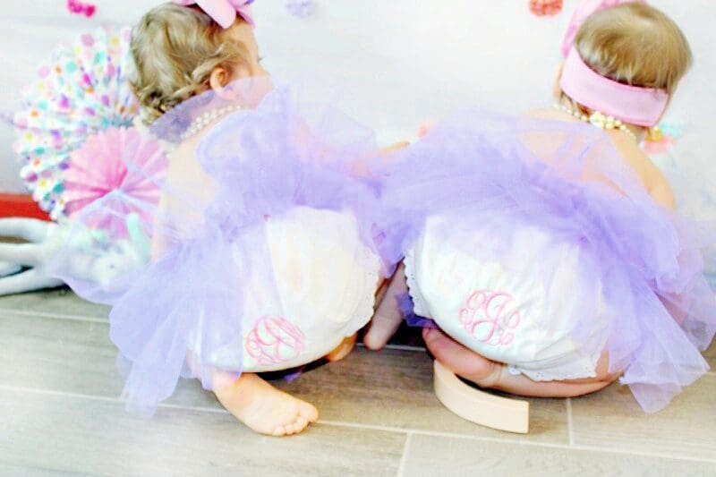 Twin Girl Cake Smash Monogram Bloomers