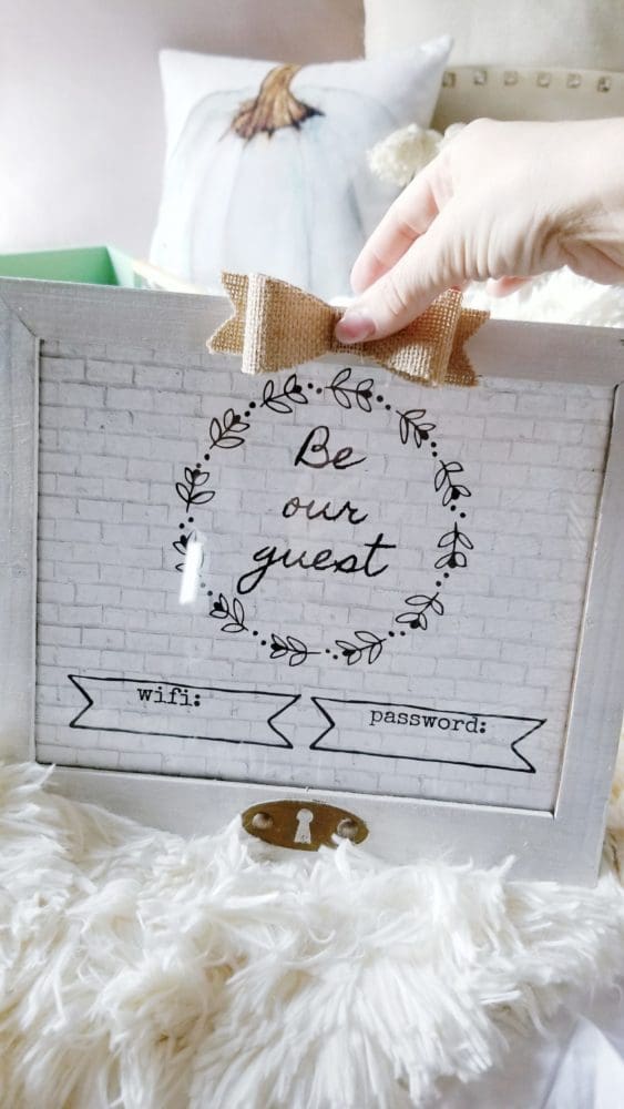 Be Our Guest Wifi Frame DIY Burlap Bow