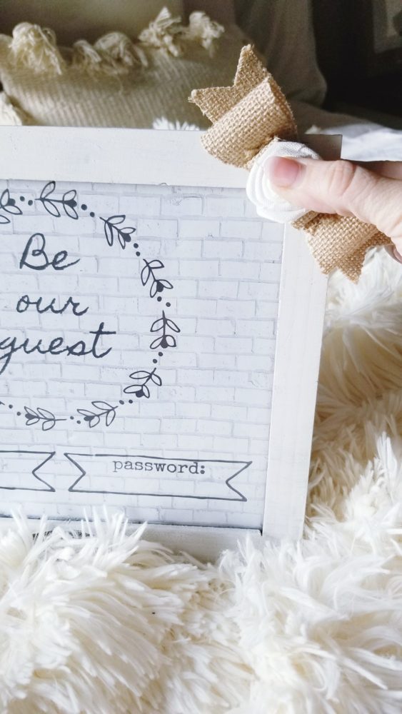 Be Our Guest Wifi Frame DIY Burlap Bow