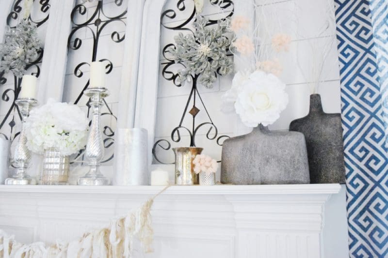 winter cozy and glam mantle silver and gold modern glam decor decorating 