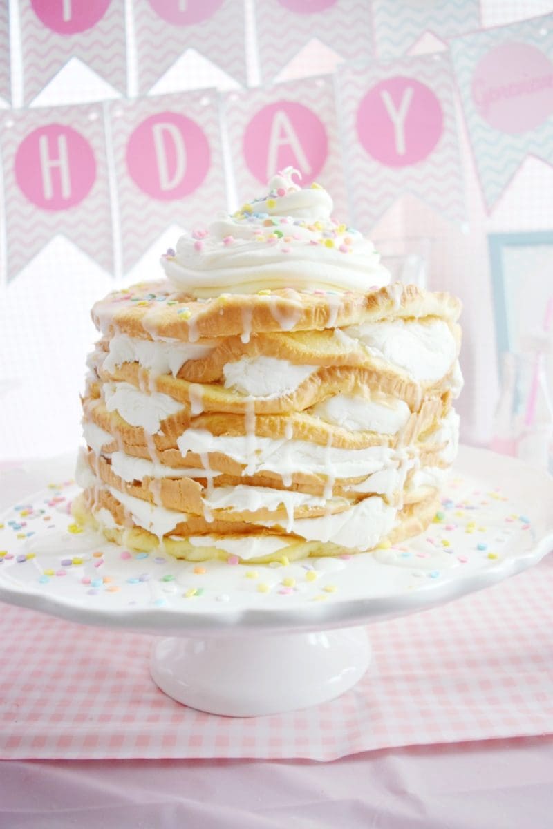 pancake and pajamas birthday party pancake birthday cake preppy pink birthday party homemade pancake birthday cake