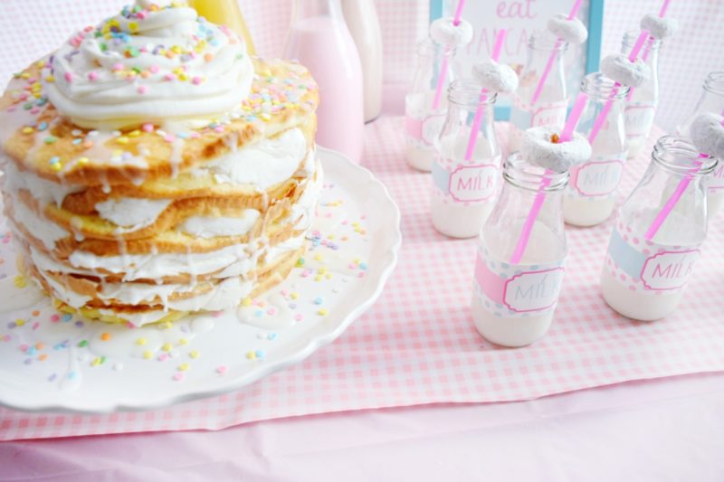 pancake and pajamas birthday party pancake birthday cake preppy pink birthday party