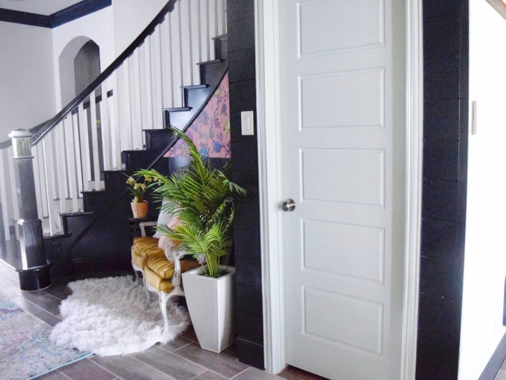 interior house black baseboards and doors and black floor