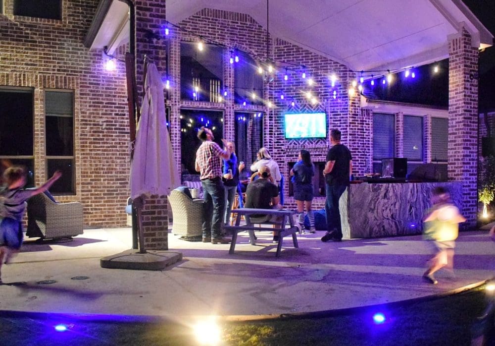 Enbrighten Color Changing Cafe Lights Outdoor String Lights Jasco Cafe Lights Football Watching Party Team Colors Lights for Outdoor Parties