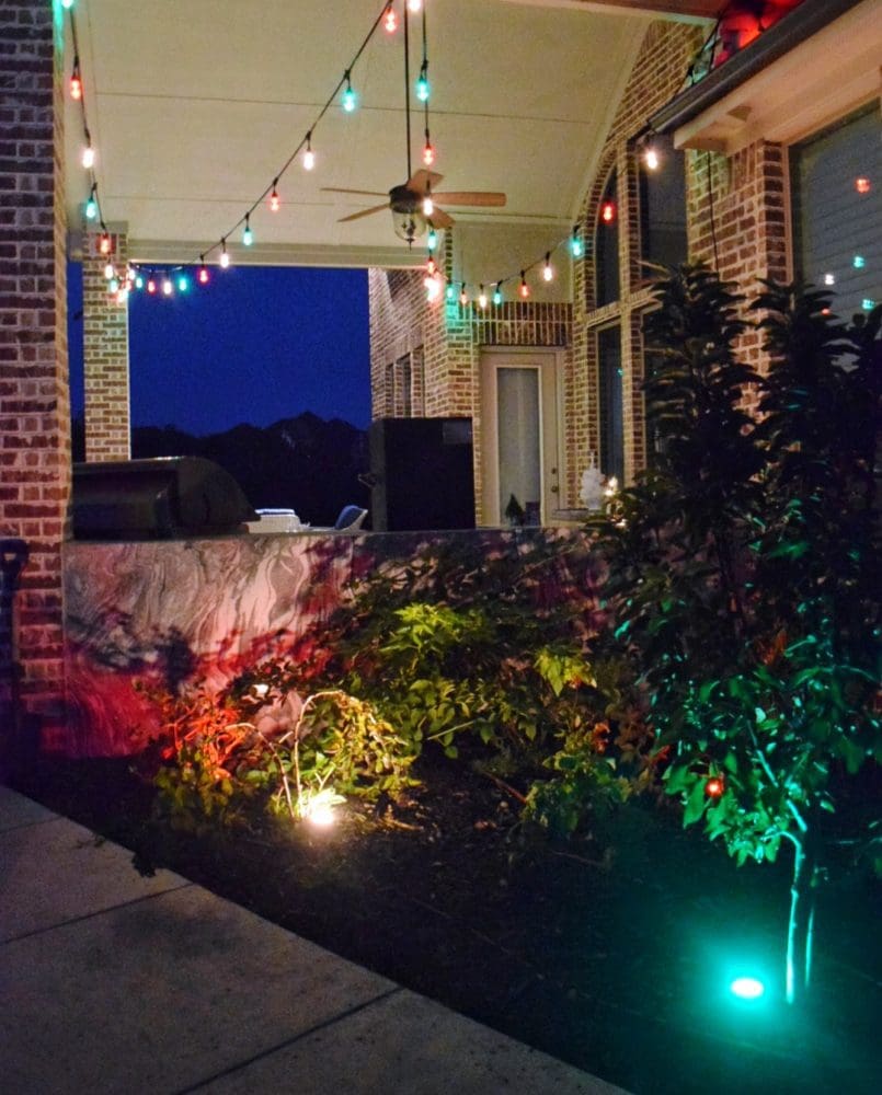 3 Fun Ways to Light Up Your Backyard This Season Enbrighten Color Changing Lights Jasco Cafe Lights Jasco Landscape Lights Christmas Lights Outdoor Holiday Lights Red Green White Christmas String Lights