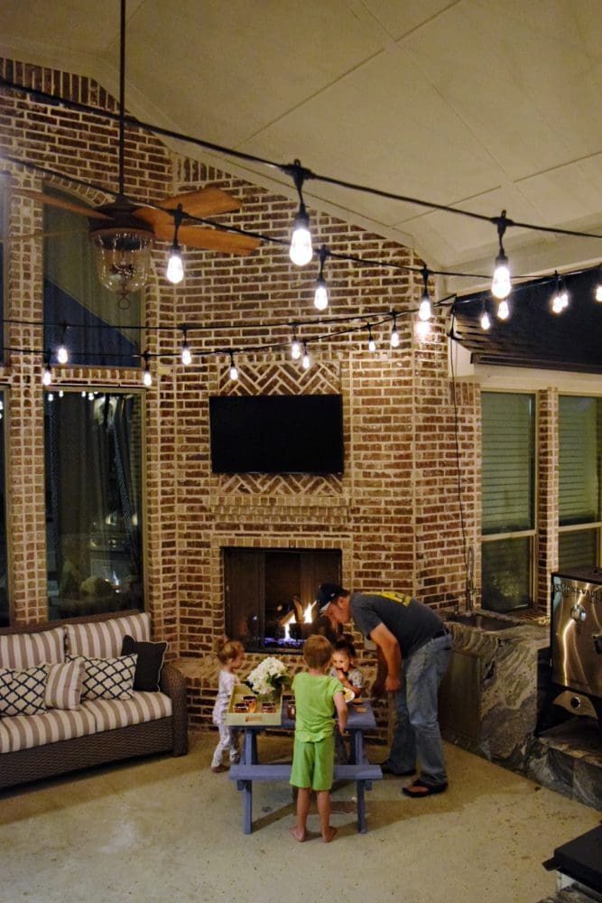 3 Fun Ways to Light Up Your Backyard This Season Enbrighten Color Changing Cafe Lights Family Smores Night Outdoor String Lights Outdoor Patio Lights Jasco Cafe Lights