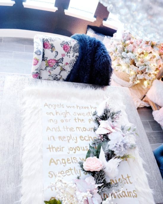 Christmas DIY song lyric table runner on dining table