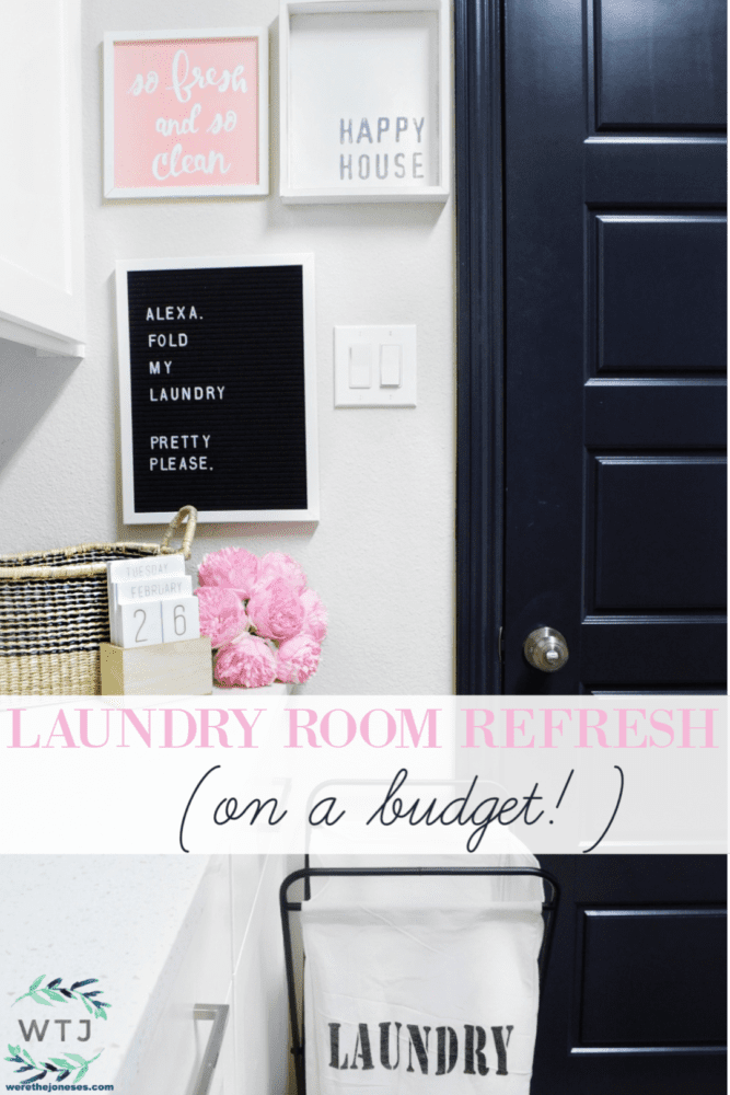 laundry room refresh on a budget! Easy budget friendly decorating tips and ideas for a laundry room makeover