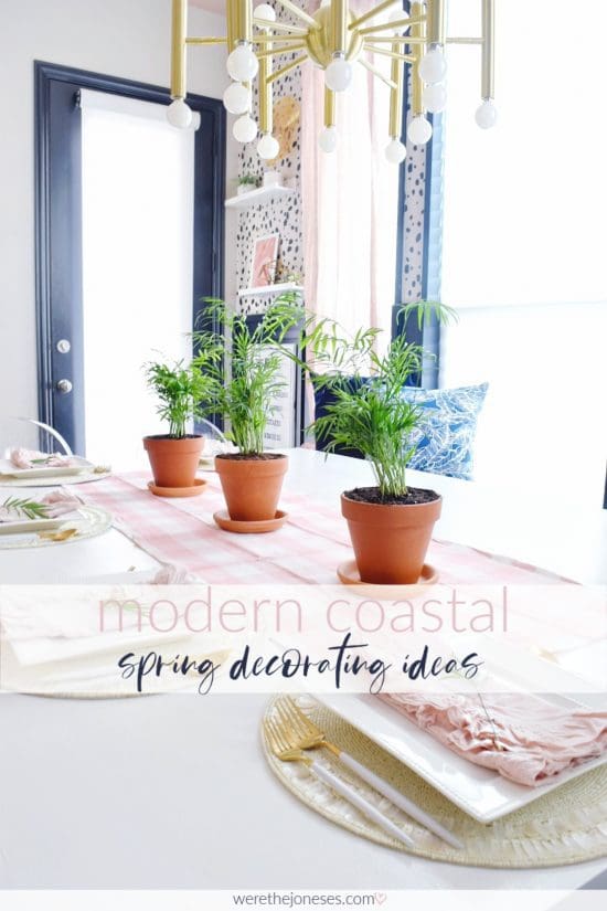 Modern Coastal Spring Decorating Ideas for Your Home With Touches of Tropical Greens and Soft Blush Pinks