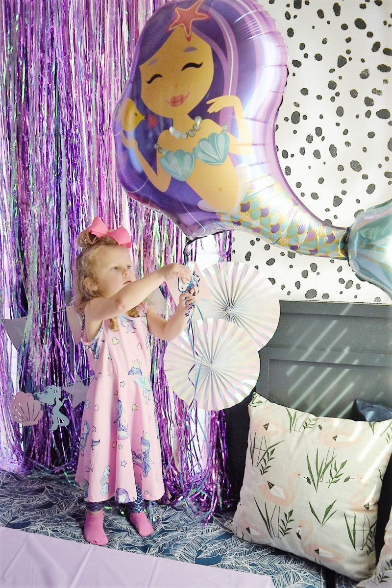 large mermaid balloon and mermaid birthday party dress mermaid party outfit ideas