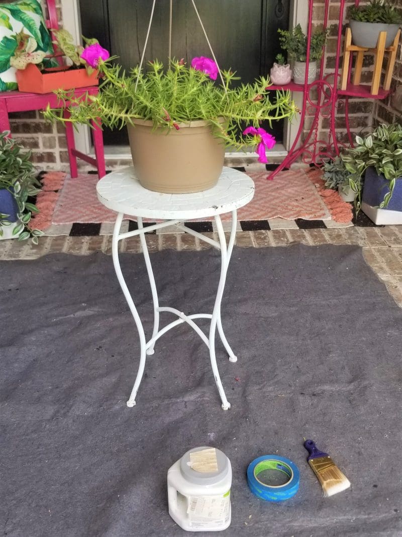 painting flower hanging basket for front porch