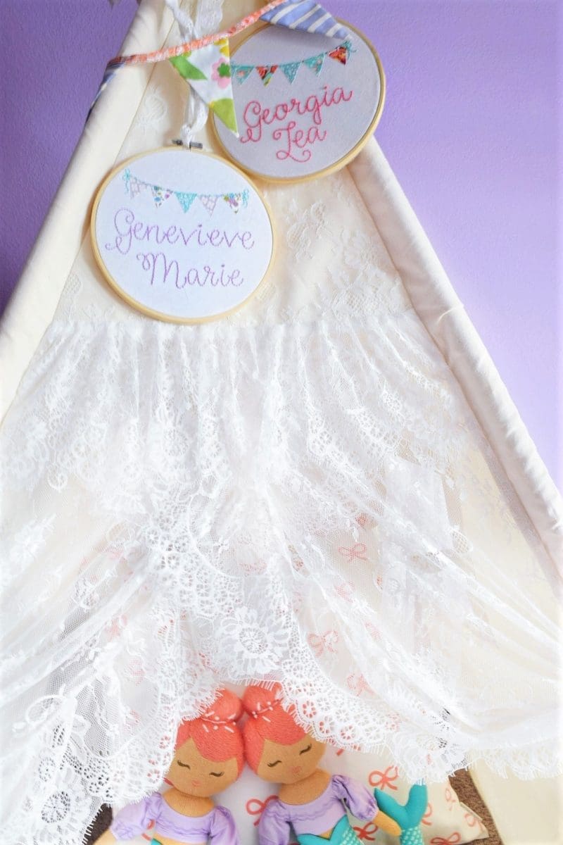 lace teepee tent in little girls room