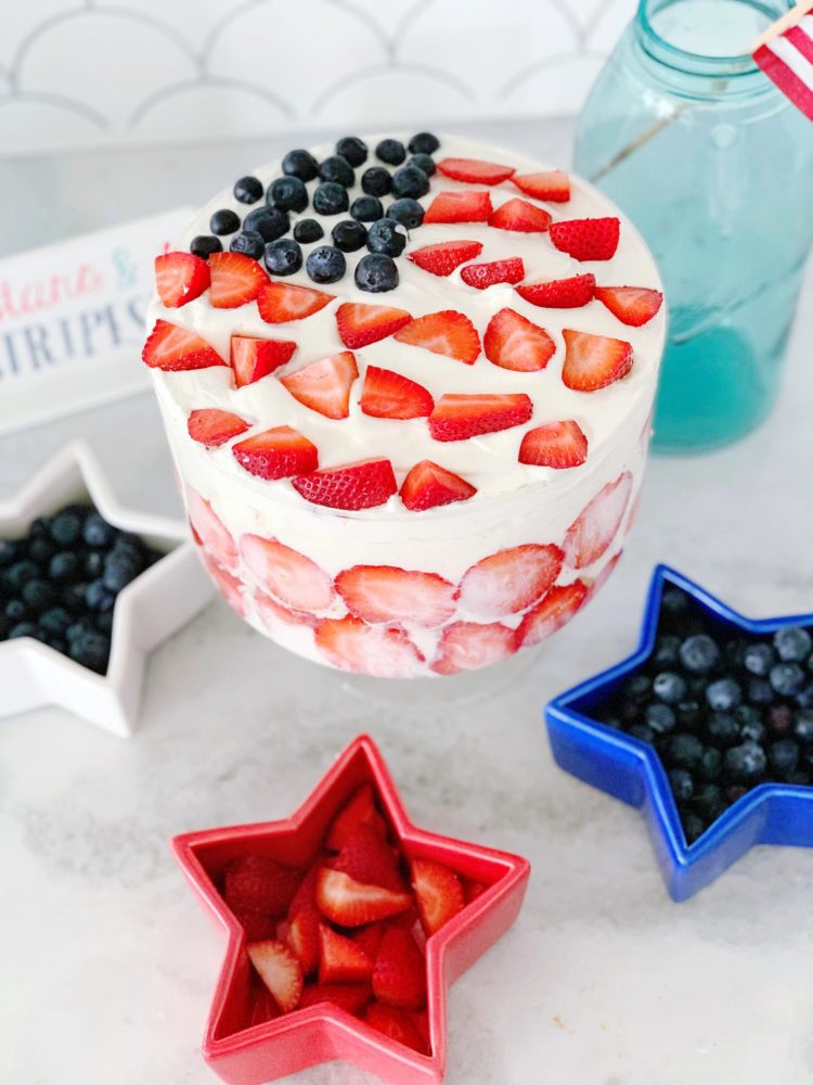 Easy July 4th Recipes with Blueberry Strawberry Trifle Dessert