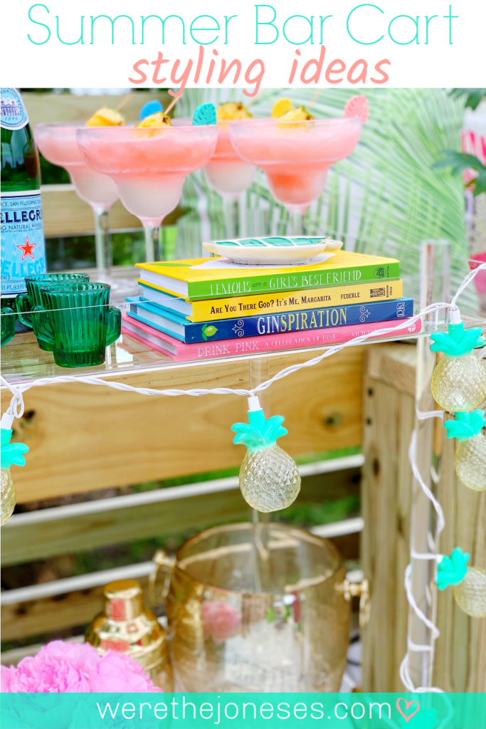 Outdoor Summer Decorating Ideas with a Summer Themed Bar Cart