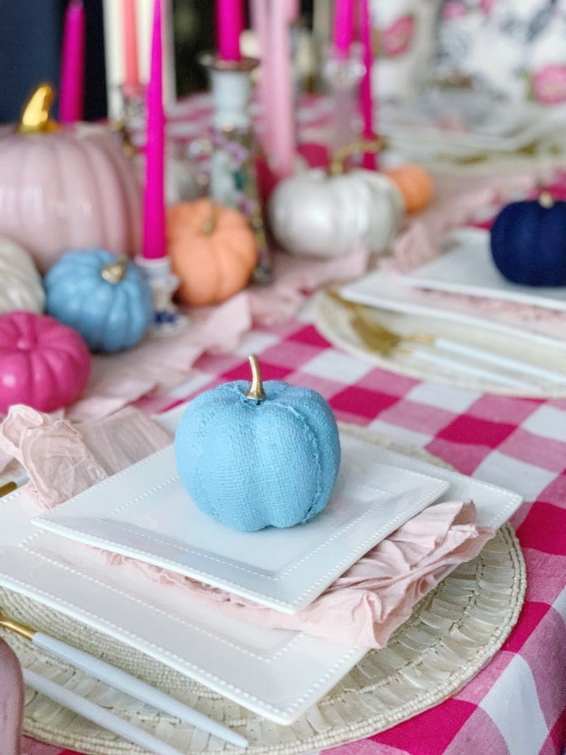 DIY Fall Centerpiece  Blue And Orange Fall Centerpiece