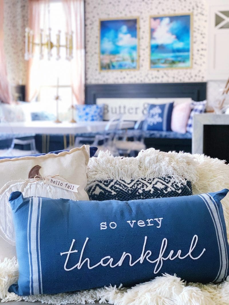 Blue store fall pillows