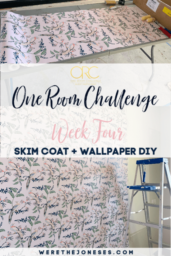 One room challenge week four - skim coat DIY and how to hang non woven wallpaper