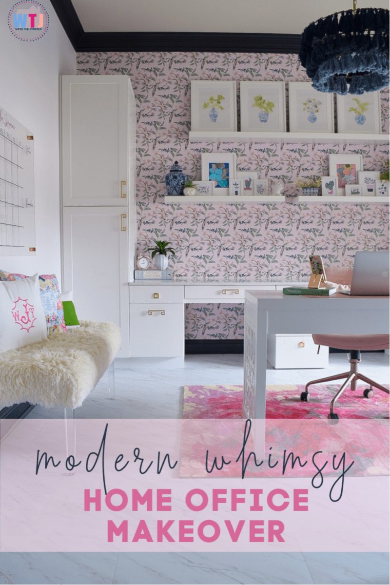 home office makeover - turning a dark traditional office into feminine and bright whimsy! 