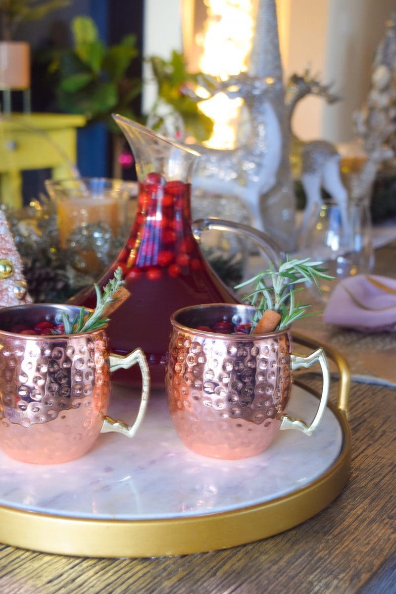 winter wassail holiday cocktail on dining room table