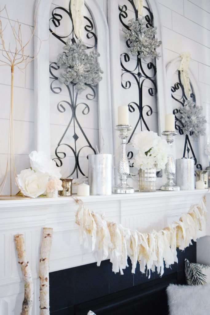 cozy winter and glam mantle