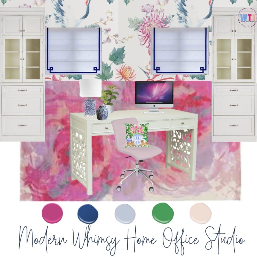 Home office design mood board for renovation project for the One Room Challenge