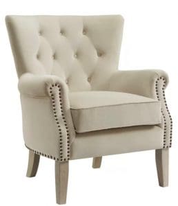 Neutral farmhouse wingback armchair