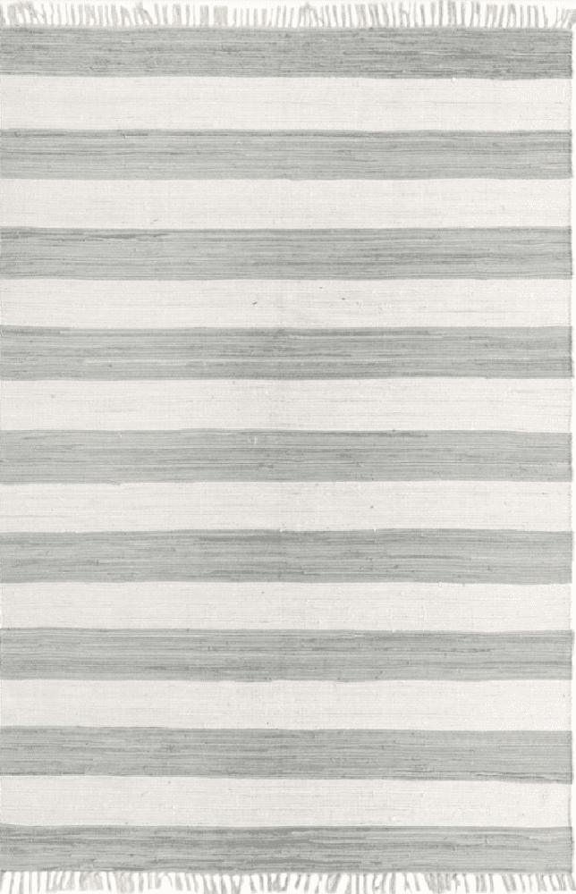 gray and ivory striped rug