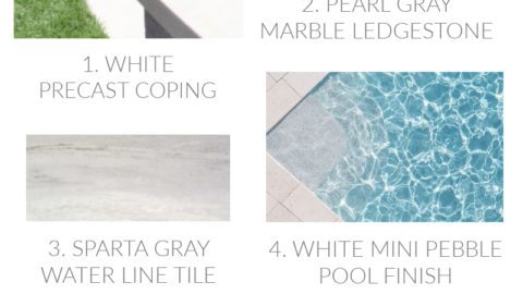 white precast coping white mini pebble pool finish gray pool tile artificial turf around pool