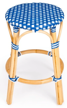 rattan bistro stool blue